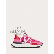 replicas valentino canada Lace And Mesh Lacerunner Sneaker for Woman in Shocking Pink/pink/pure Red