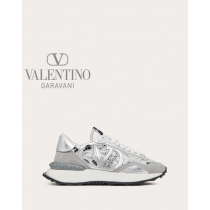 Shop fake valentino yorkdale toronto Lace And Mesh Lacerunner Sneaker for Woman in Silver/pastel Gray