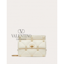 cheap fake valentino canada store Large Roman Stud The Shoulder Bag In Nappa With Chain And Enameled Studs for Woman in Ivory