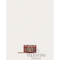 Shop replica valentino canada yorkdale Locò Micro Bag With Chain With Toile Iconographe Embroidery for Woman in Red/silver