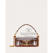 Buy knockoff valentino canada online Locò Shoulder Bag Made In Polymeric Material for Woman in Transparent/saddle Brown