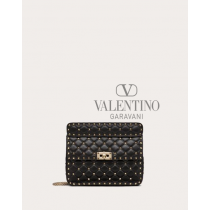Replica valentino yorkdale toronto Medium Nappa Rockstud Spike Bag for Woman in Black