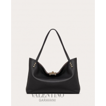 Shop replica valentino canada yorkdale Medium Rockstud Grainy Calfskin Bag With Contrasting Lining for Woman in Black/rose Quartz