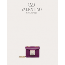 Fake Valentino toronto Micro One Stud Nappa And Crystal Stud Handbag for Woman in Prune