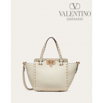 Replica valentino yorkdale toronto Mini Rockstud Grainy Calfskin Bag for Woman in Light Ivory