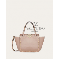 fakes valentino Ottawa Mini Rockstud Grainy Calfskin Bag for Woman in Poudre