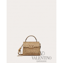 Fake Valentino toronto Mini Vsling Handbag In Woven Metallic Nappa Leather for Woman in Antique Brass