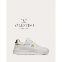 Buy knockoff valentino canada online One Stud Low-top Calfskin Sneaker for Woman in White/platinium