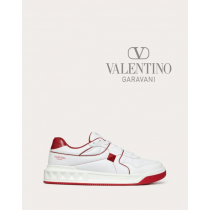 imitation valentino canada stores One Stud Low-top Nappa Sneaker for Man in White/red