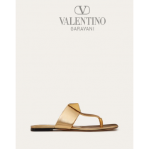cheap fake valentino canada store One Stud Metallic Nappa Flat Thong Sandal for Woman in Antique Brass