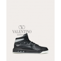 high quality fake valentino canada sale One Stud Mid-top Calfskin Sneaker for Man in Light Grey