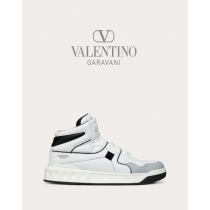 cheap knokcoff valentino canada outlet One Stud Mid-top Calfskin Sneaker for Man in White/ Black