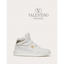 cheap knokcoff valentino canada outlet One Stud Mid-top Calfskin Sneaker for Woman in Platinum