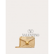 Knock off valentino canada store One Stud Raffia Bag With Chain for Woman in Natural
