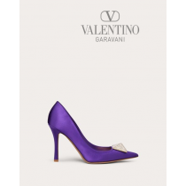 Shop replica valentino canada yorkdale One Stud Satin Pump With Stud And Crystals 100mm for Woman in Electric Violet/crystal