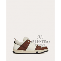 Buy knockoff valentino canada online Open Skate Calfskin And Fabric Sneaker for Man in Ivory/chocolate Brown