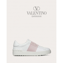 Top quality cheap valentino canada online Open Sneaker In Calfskin Leather for Woman in White/water Rose