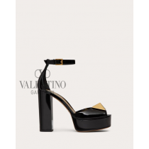 replicas valentino canada Open Toe Pump With One Stud Platform In Patent Leather 120 Mm for Woman in Black