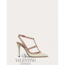 AAA quality fake valentino canada sale Patent Rockstud Caged Pump 100mm for Woman in Light Ivory/poudre