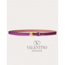 Buy knockoff valentino canada online Reversible One Stud Belt In Glossy Calfskin 12 Mm for Woman in Prune/gingerbread