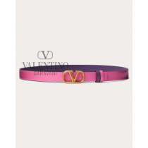 reps valentino canada locations Reversible Vlogo Signature Belt In Glossy Calfskin 20 Mm for Woman in Pink/purple