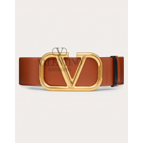 cheap knokcoff valentino canada outlet Reversible Vlogo Signature Belt In Glossy Calfskin 70 Mm for Woman in Saddle Brown/black