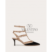 AAA quality fake valentino canada sale Rockstud Caged Pump 65mm for Woman in Black/poudre