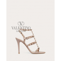 replicas valentino canada Rockstud Calfskin Ankle Strap Sandal 100 Mm for Woman in Poudre