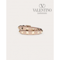 Buy knockoff valentino canada online Rockstud Calfskin Double-strap Bracelet for Woman in Poudre