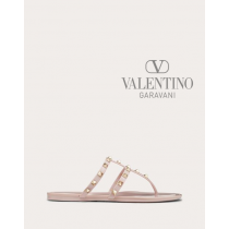 Buy knockoff valentino canada online Rockstud Flat Rubber Sandal for Woman in Water Rose