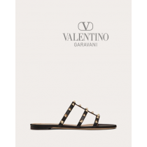 Cheap valentino canada stores Rockstud Flat Slide Sandal for Woman in Black