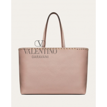 Discount valentino canada locations Rockstud Grainy Calfskin Tote Bag for Woman in Poudre