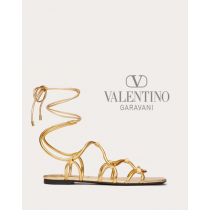 copy valentino canada yorkdale Rockstud Net Mirror-effect Synthetic Sandal for Woman in Antique Brass