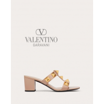 reps valentino canada locations Roman Stud Calfskin Slide Sandal 60mm for Woman in Rose Cannelle