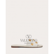 Discount valentino canada locations Roman Stud Flat Slide Sandal In Quilted Nappa for Woman in Light Ivory