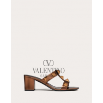 replicas valentino canada Roman Stud Metallic Nappa Slide Sandal With Matching Studs 60mm for Woman in Bronze