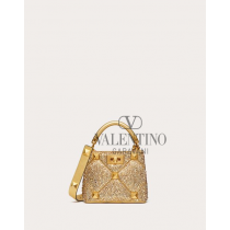 Shop replica valentino canada yorkdale Roman Stud Rhinestone Handbag for Woman in Antique Brass