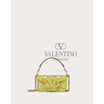 fakes valentino Ottawa Small Locò Shoulder Bag With Crystals for Woman in Lemon