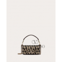 Cheap valentino canada stores Small Locò Toile Iconographe Shoulder Bag for Woman in Beige/black