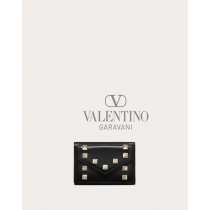Top quality cheap valentino canada online Small Rockstud Calfskin Wallet for Woman in Black