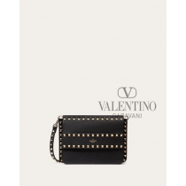 Knockoff valentino Ottawa Small Rockstud Grainy Calfskin Crossbody Bag for Woman in Black