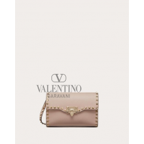 Top quality cheap valentino canada online Small Rockstud Grainy Calfskin Crossbody Bag for Woman in Poudre