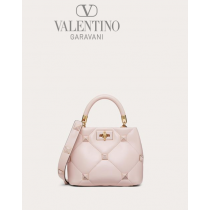 cheap knokcoff valentino canada outlet Small Roman Stud The Handle Bag In Nappa With Enameled Studs for Woman in Rose Quartz