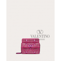 high quality fake valentino canada sale Small Roman Stud The Shoulder Bag Chain With Sparkling Embroidery for Woman in Pink Pp