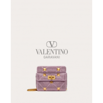 reps valentino canada locations Small Roman Stud The Shoulder Bag With Chain And Rhinestones for Woman in Wisteria