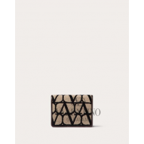 Knockoff valentino Ottawa Small Toile Iconographe Wallet for Woman in Beige/black