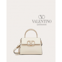 cheap fake valentino canada store Small Vsling Calfskin Handbag With Jewel Handle for Woman in Light Ivory