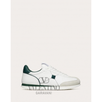 Replica valentino yorkdale toronto Stud Around Low-top Calfskin And Nappa Leather Sneaker for Man in White/english Green