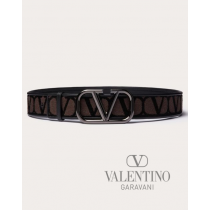 Buy knockoff valentino canada online Toile Iconographe Belt With Leather Detailing for Man in Fondantblack
