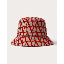 imitation valentino canada stores Toile Iconographe Bucket Hat for Woman in Beige/red
